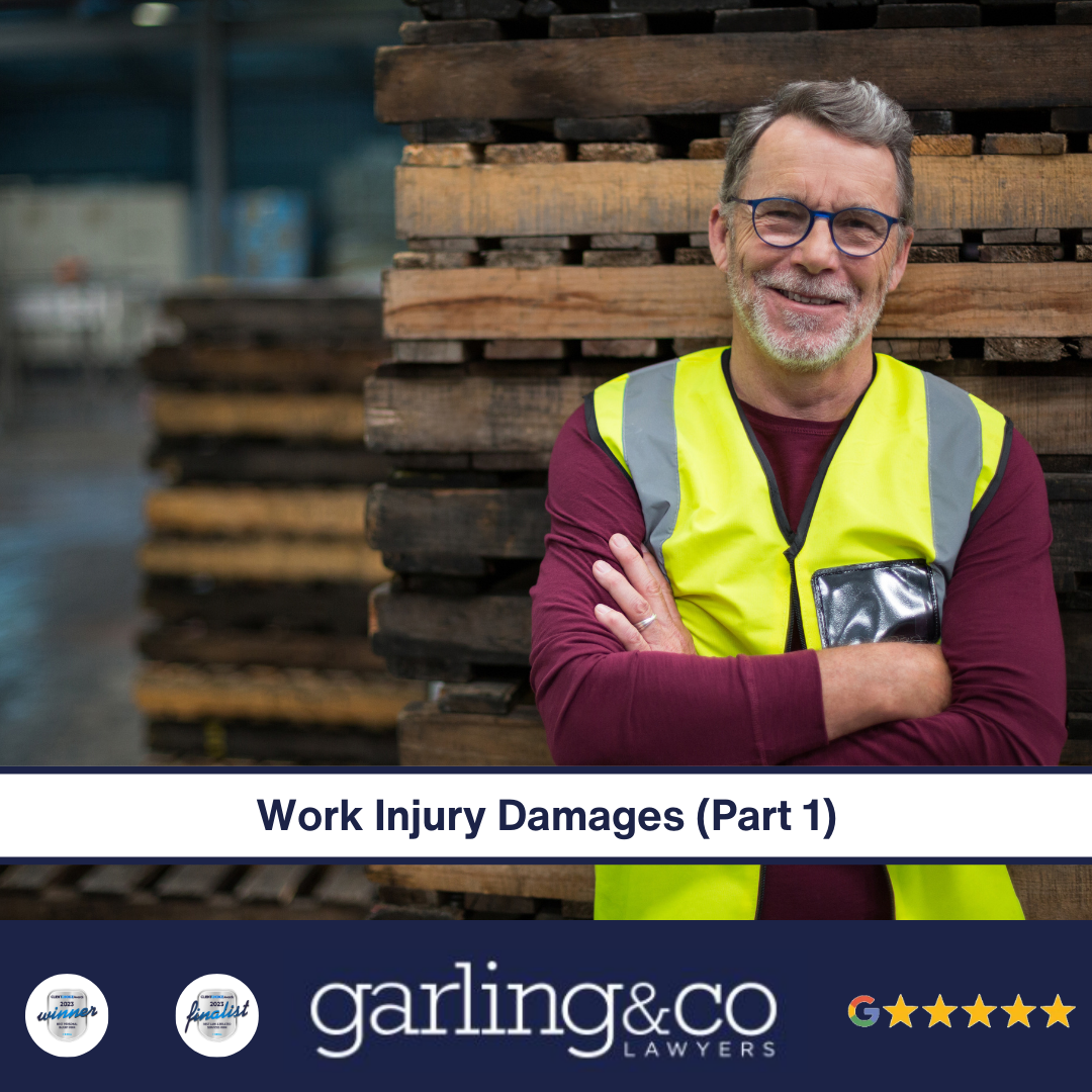 A man in a vest with the words work injury damage part 1.